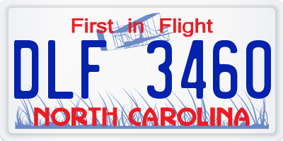 NC license plate DLF3460