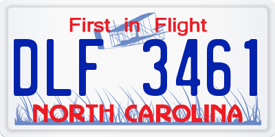 NC license plate DLF3461