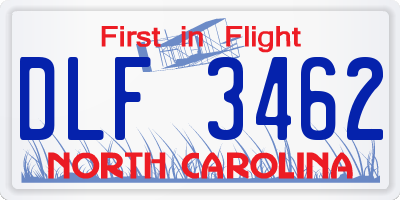 NC license plate DLF3462