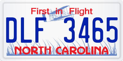 NC license plate DLF3465