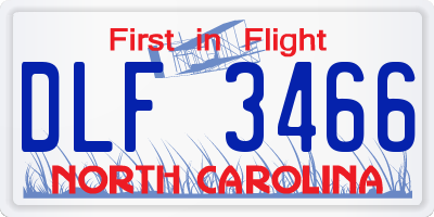NC license plate DLF3466