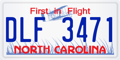NC license plate DLF3471
