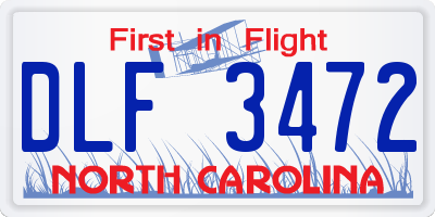 NC license plate DLF3472
