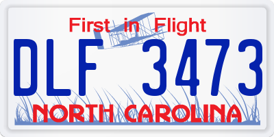 NC license plate DLF3473