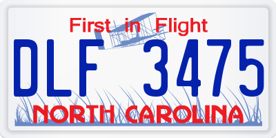 NC license plate DLF3475