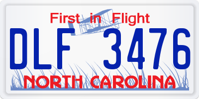 NC license plate DLF3476