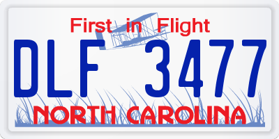 NC license plate DLF3477