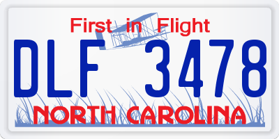 NC license plate DLF3478