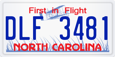 NC license plate DLF3481