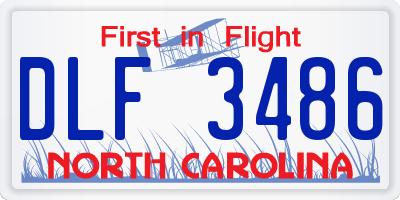 NC license plate DLF3486