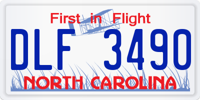 NC license plate DLF3490