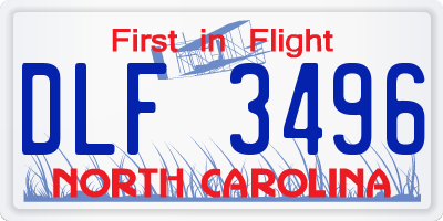 NC license plate DLF3496