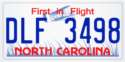 NC license plate DLF3498