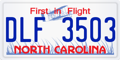 NC license plate DLF3503