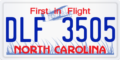 NC license plate DLF3505