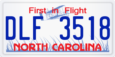 NC license plate DLF3518