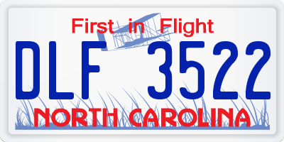 NC license plate DLF3522
