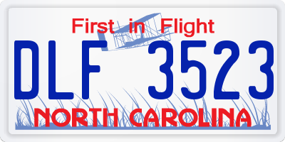 NC license plate DLF3523