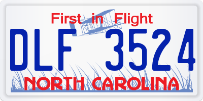 NC license plate DLF3524