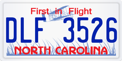 NC license plate DLF3526