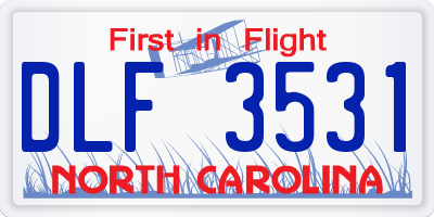 NC license plate DLF3531