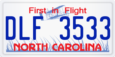 NC license plate DLF3533