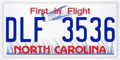 NC license plate DLF3536