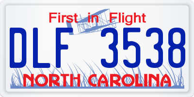NC license plate DLF3538
