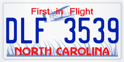 NC license plate DLF3539
