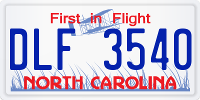 NC license plate DLF3540