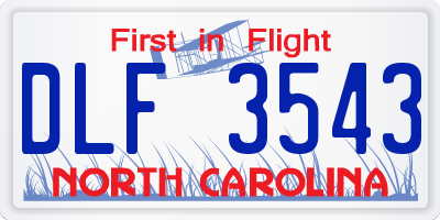 NC license plate DLF3543