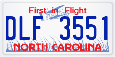 NC license plate DLF3551