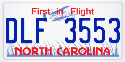 NC license plate DLF3553