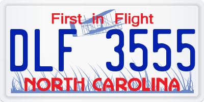 NC license plate DLF3555