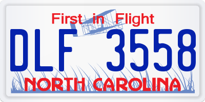 NC license plate DLF3558
