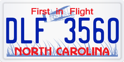 NC license plate DLF3560