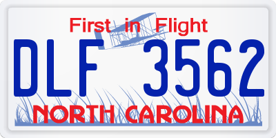 NC license plate DLF3562