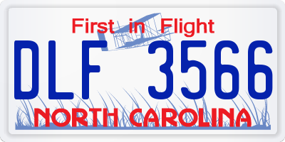 NC license plate DLF3566