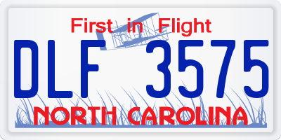 NC license plate DLF3575