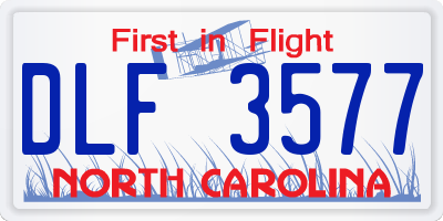 NC license plate DLF3577