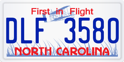 NC license plate DLF3580