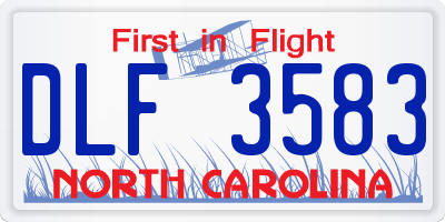 NC license plate DLF3583