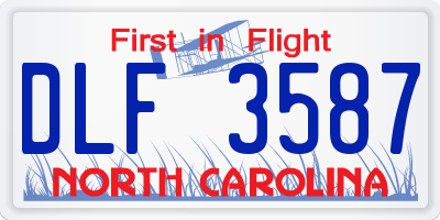 NC license plate DLF3587