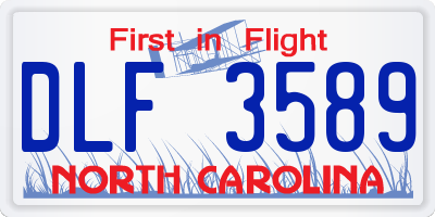 NC license plate DLF3589