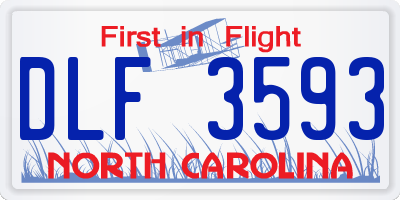 NC license plate DLF3593