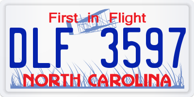 NC license plate DLF3597