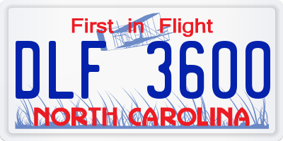 NC license plate DLF3600