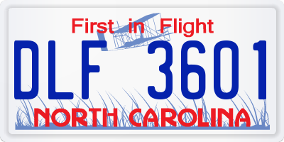NC license plate DLF3601
