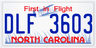 NC license plate DLF3603