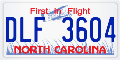 NC license plate DLF3604